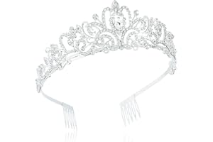 Yuannee Bridal Crown,Princess Crown Tiara Crowns Rhinestone Tiara Crown with Rhinestones Comb Elegant Queen Crown for Brides Pageants and Special Occasions