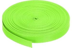 sourcing map Flat Nylon Webbing Strap 3/8 Inch 10 Yards Polypropylene Webbing Fluorescent Green for Backpack, Luggage-rack, Outdoor Climbing, DIY Craft