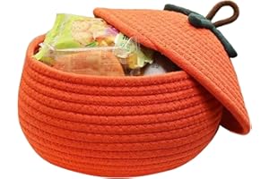 Nuyhgtr Halloween Pumpkin Basket, Woven Basket Lid, Dust-Proof Storage Bin, Seasonal, Cute Pumpkin Basket, Living Room Storage, Bedroom Organization Bin, Halloween Home Decor