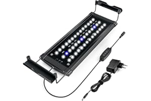 Honpal 7W 470 lumen Luce per acquario a LED con timer, lampada per acquario con supporto regolabile, per acquario d'acqua dolce/marino da 30-50 cm