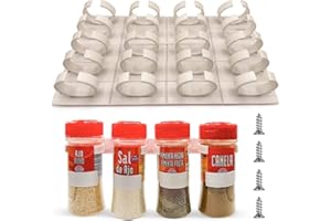FALLCON F Especiero Organizador Especias Pared para Hierbas y Especias - Especieros para Cocina para Armarios - 20 Unidades Divisibles 5 tiras - Universales con Adhesivo Extra Fuerte y Tornillos