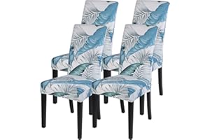 NIBESSER Coprisedie con Schienale 1/2/4/6 Pezzi Coprisedia Elasticizzato Lavabile Antimacchia Coprisedia Stampato per Sala da Pranzo Cucina Bar Ristorante Hotel Banchetto(Bianco ?4 Pezzi)