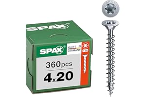 SPAX Universalschraube 4 x 20 mm, 360 Stück - Holzschrauben, Vollgewinde, Senkkopf, T-STAR plus T20, 4CUT Spitze, WIROX Beschichtung - 8000000277115