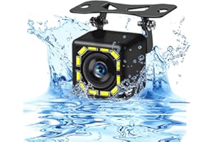 Hikity Retrocamera Auto Telecamera Auto Retromarcia con Ampio Angolo di Visione 170° + 12 LED + Impermeabile 12V DC Universale per auto/SUV/Camper