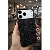 Coverzone Apple iPhone 17 Pro Max ile uyumlu Z-Jelly Kılıf Kamera Korumalı Simli Işılıtılı Renkli Parlak Silikon Kapak Siyah