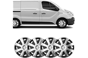 UKB4C 4 x 16" Silver Black Van Trim/Hub Caps Deep Dish Alloy Look fits Renault Trafic