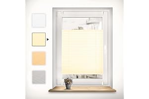 Sonello Estor Cortina Plisada sin taladrar 65cm x 100cm Crema, Cortina Enrollable Plisado Cortina Plisada para Puerta y Ventana persianas protección de la intimidad protección Solar estores palisados