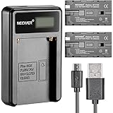 Neewer® Micro USB Battery Charger + 2-Pack 2600mAh NP-F550/570/530 Replacement Batteries for Sony HandyCams, Neewer Nanguang 