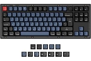 Keychron V3 Clavier mécanique Filaire Custom Knob Version, TKL QMK/Via programmable avec commutateur K Pro Brown remplaçable à Chaud Compatible avec Mac Windows Linux Carbon Black（FR-ISO）