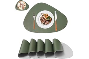 MIIDD Tovagliette Americane Lavabili,Tovagliette Rotonde e Sottobicchieri,Tovagliette Colazione Antiscivolo,Set di 6 Tovagliette 42 x 32 cm(Verde&Grigio)