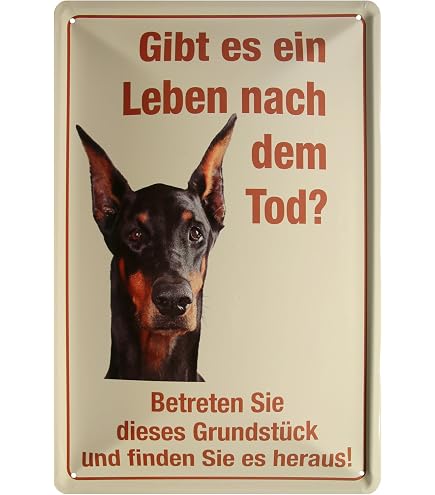 Warnschild Vorsicht Schwarzer Dobermann – Aluminiumschild Wetterfest 20x30 Cm