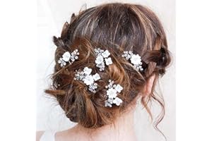 Edary mariée mariage épingles à cheveux fleur fleur pinces à cheveux perle mariée casque accessoires de cheveux pour femmes et filles (3 pièces) (5 PCS)