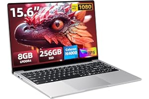 MOACRETO Portatile PC 15,6 Pollici, Celeron N4000 processore 8 GB RAM LPDDR4 SSD 256 GB, Notebook schermo girevole a 180°, risoluzione FHD 1920*1080, USB 3.0, mini HDMI, slot per schede TF, WiFi Laptop