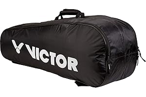Victor 9150 Badminton/Squash Doublethermobag (Black), Size for 6 Rackets, 2 compartments + Lightweight
