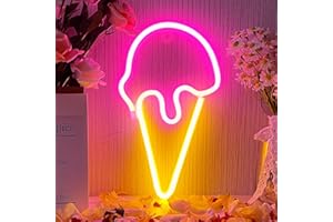 YUEYYNS Ice Cream Neon Signs LED Neon Light Signs Crème Glacée Enseigne Lumineuse, Batterie ou USB Powered Neon Veilleuse Murale Décorative pour la Maison, la Fête d'anniversaire des Enfants