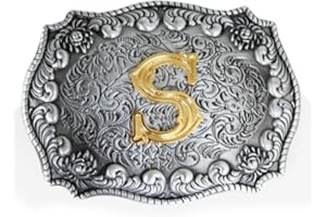 LKMY Herren-Gürtelschnallen, englischer Buchstabe in 3D, Westernstil, Cowboy-Alphabet, Initiale, Gürtelschnallen für Herren
