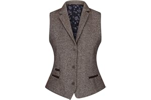 TruClothing Womens Tweed Blazer Jacket 1920s Vintage Elbow Patch Waistcoat Blinders Tan