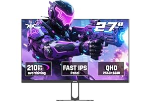 KTC Gaming Monitor 27 Inch | 2K@210Hz (Overlocking) | Built-in Speakers | Fast IPS Panel | 1ms Response Time (MPRT) | 450 cd/㎡ Brightness, HDR400 | Adaptive Sync | 131% sRGB, 101% DCI-P3, ΔE＜2