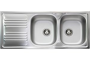 ARREDOBAGNOECUCINE Lavello cucina incasso Apell Atmosfera acciaio Inox, cm.116x50,2 vasche destra
