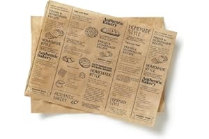 Inoverse 100 Blatt Burger Papier - 25x33 cm, Deli Papierblätter, Bedrucktes Einschlagpapier für Wraps, Pommes, Sandwich, Zeitungspapier für Lebensmittel, Burger Zubehör, Umweltfreundlich