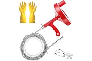 AUMUA Sonda Sturatubi 6.7M, Stura Lavandini e Scarichi Professionale, Molla Sturatubi per Scarico Cucina Doccia Intasato e WC, Coclea di Drenaggio per Pulizia Tubi