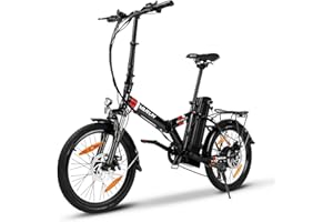 VARUN Bicicletta Elettrica Pieghevole 20" * 1,95" /20" * 4,0" Fat Tire City E-Bike con Motore 250W 36 / 48V Batteria Li-Ion, Shimano 7 Velocità, Approvato CE