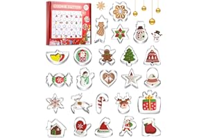 SOBEAU Cortador de Galletas Navidad 24 Piezas,Moldes Galletas Acero Inoxidable-Hombre de Jengibre, Árbol de Navidad, Guante, Reno, Cortadores de Galletas Navidad para Cookie,Fondant