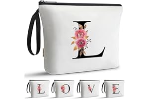 A-Z BAG Personalisierte Kosmetiktasche Damen –Geschenke für Frauen,Kulturtasche mit Initialen,Schminktasche Reise Make-up Tasche,L