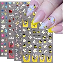 JMEOWIO Nagelsticker Frühling Blume – 6 Blätter Selbstklebende Nail Art Dekoration Mit Kirschblüten-Design