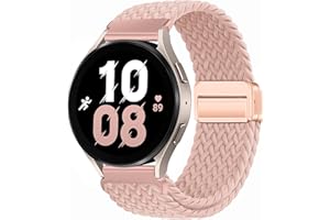 XMUXI 20mm Nylon Armband Kompatibel mit Samsung Galaxy 6/5/4 40mm 44m/Galaxy 6 Classic/5 Pro/4 Classic, Magnet Sport Uhrenarmband für Damen Herren Elastische Geflochtenes, Pink Rosa