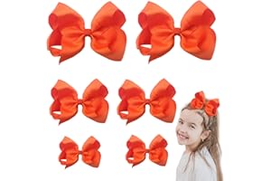 Bekecidi 6 Stück Schleifen-Haarspangen Haarschleifen aus Ripsband Bogen-Haarspangen Haarschleifen für Mädchen und Frauen, 3 Größen(orange)
