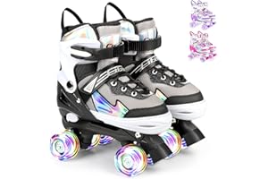 Cifaisi Roller Skates for Girls and Kids, 4 Sizes Adjustable Roller Skates with Light up Wheels and Shining Upper Design