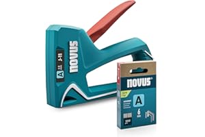NOVUS TOOLS Handtacker J-11 Set mit 1800 Klammern │ Kleiner Hobby-Tacker für Holz mit Unterlademechanik, Griffverriegelung, Klammersichtfenster │ Für Feindrahtklammern von 4 bis 8 mm