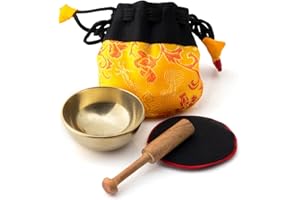KLANGSCHALEN-CENTER Miniature Singing Bowl Set in Bag Yellow -5085-