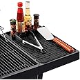 Barbqtime Silicone Griddle Tools Mat for Blackstone, Food Grade Spatula Mat With Drip Pad, Grill Utensil Holder Side Shelf for Kitchen, Cooking, Countertop, Griddle Accessories Black
