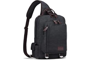 S-ZONE 14 Inch Laptop Shoulder Backpack Daypack Messenger Single Crossbody Chest Sling Bag Canvas Casual Satchel Outdoor for Men
