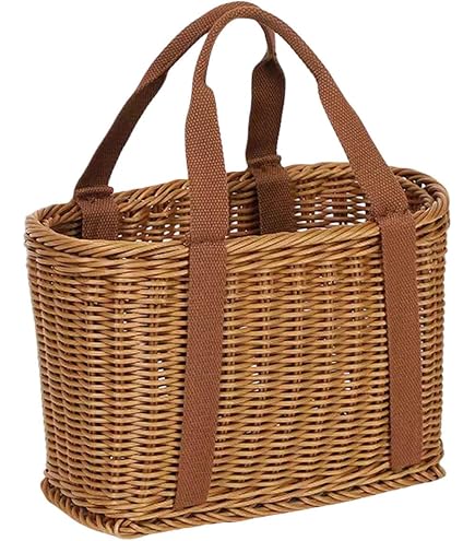 Cestino Per La Spesa In Vimini Sintetico Intrecciato A Mano - Leggero, Riutilizzabile, Per Mercato, Picnic, Decorazione
