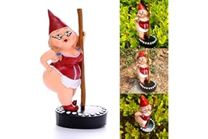 Myqiqi Pole Dancing Gnome Statue Funny Gnome Garden Ornament for Fairy Garden or Home Décor Two Size 12cm and 17cm (RED-S)