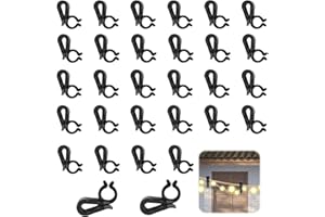 GEU 30Pcs Gutter Hooks for Outdoor Christmas Lights Black Plastic Small Gutter Clips Strips for Hanging Thin String Lights Holiday Shingles Icicle Fairy Light String Xmas Tree Decorations