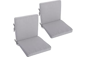 ‎LILENO HOME LILENO HOME Gartenstuhl Auflagen als [2er Set - Niedriglehner] in Silber - Bequeme Liegen als Sitzauflagen für Gartenmöbel - Stuhlkissen für Gartenstühle und Klappstühle Dub