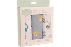 Ziggle Muslin Cloths for Baby, Luxury Large Muslin Squares 70x70 | Thick, Absorbent & Breathable Cotton | Newborn Essentials & Baby Muslins Blanket Gift