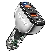 SONRU USB C Car Charger, 120W Cigarette Lighter USB Charger 4 Ports, [PD60W & QC30W]Super Fast Car Charger Adapter for iPhone