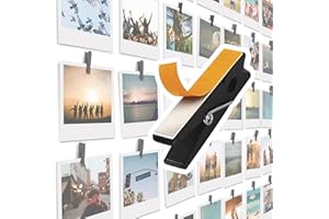 TOROS STORE Paquete de 20 clips autoadhesivos para fotos – Marcos de fotos, clip de madera negra para soportes de fotos para pared, tarjetas de fotos para colgar tableros de exhibición y tableros de fotos