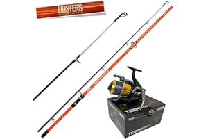 LIDSTERS FISHING SUPPLIES LFS Orange Beachcaster Sea Beach Pier Fishing Rod 12ft 2pc + LFS Tiger 870 Reel 7+1BB