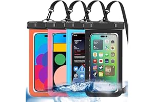 FAMOBY 4 Stück Mehrfarbige Allgemein Wasserdichte Handy tasche,Wasserdichte Handy hülle Trocken sack (Schutz stufe: IP68) Outdoor-Sport für Apple iPhone,Samsung und bis zu 7,5 Zoll (Schwarz,Blau,Rosa,Orange)