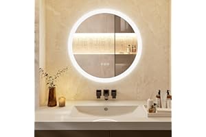 ChillCruiser 600MM Round LED Bathroom Mirror with Touch Switch, Dimmable Backlit Lights, Anti-Fog, 3 Colour Modes, Memory Function Vanity Mirror
