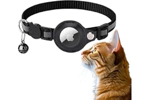 GÉNÉRIQUE Juttzzei Collier réfléchissant Compatible avec Apple Airtag pour Chat.Collier avec Support réglable et Cloche intégrée. Collier pour Chats, Chatons, Petits Chiens Chiots (Noir)(Airtag Non Inclus)