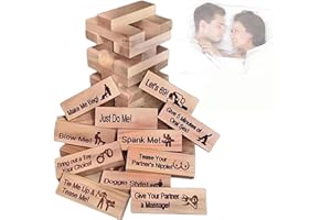 Mailfull Lot de 48 Tours de Blocs Super Coquines Blocs en Bois Empilables pour Couples Jeu De Blocs Empilables de Tour De Culbute De Saint-Valentin