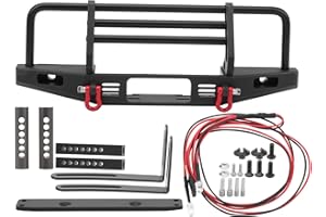 VGEBY RC Car Bumper with LED Strip, Metal Front Bumper with 2LED Round Light Fit for TRX4 SCX10 90046 1/10 RC Track (VGEBYgbxqiyvsew)