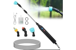 Mineup Akumulatorowy opryskiwacz ciśnieniowy, elektryczny opryskiwacz ciśnieniowy 3,7 V, elektryczny pręt natryskowy z 3 dyszami i wężem o długości 5 m, możliwość ponownego ładowania, USB, opryskiwacz